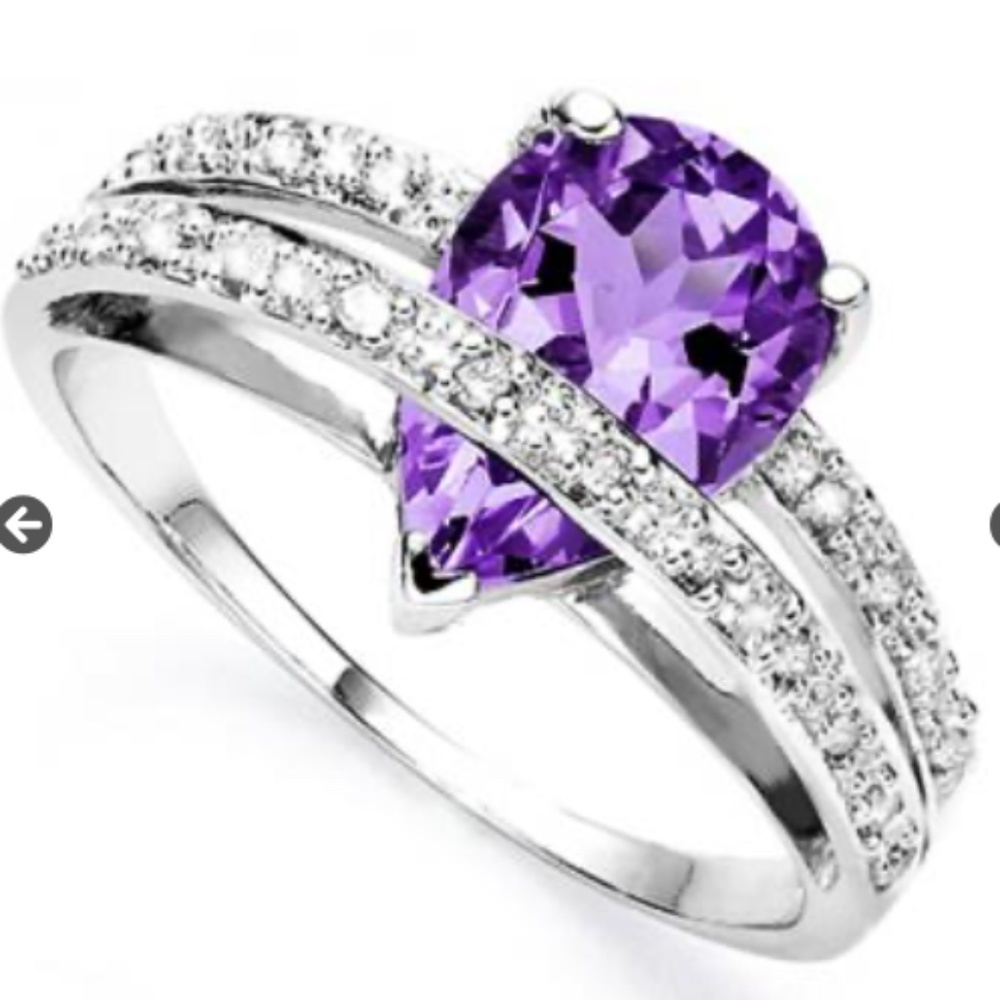 New 30 Diamond Amethyst Designer Ring